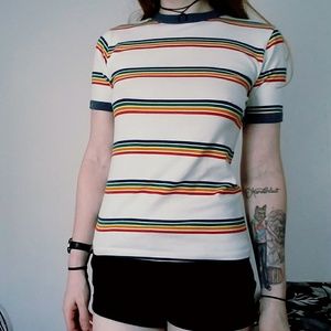 Striped ringer neck t-shirt.